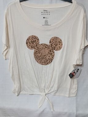 Mickey Mouse Womens Animal Print Mickey silhouette T-Shirt 3x